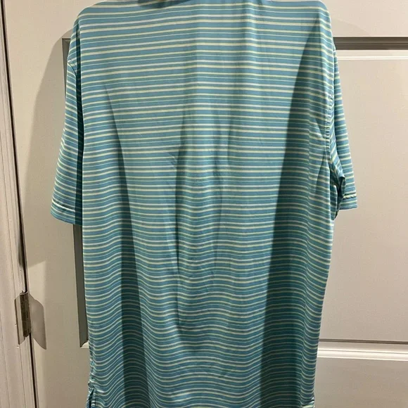 Peter Millar Summer Comfort SS Blue Stripe Polo Golf Shirt Size Large - Picture 4 of 4